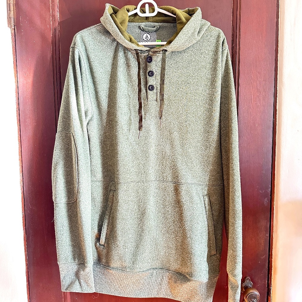 Volcom Streak Mod Hooded Sweatshirt  Heather Green Men's Size Medium